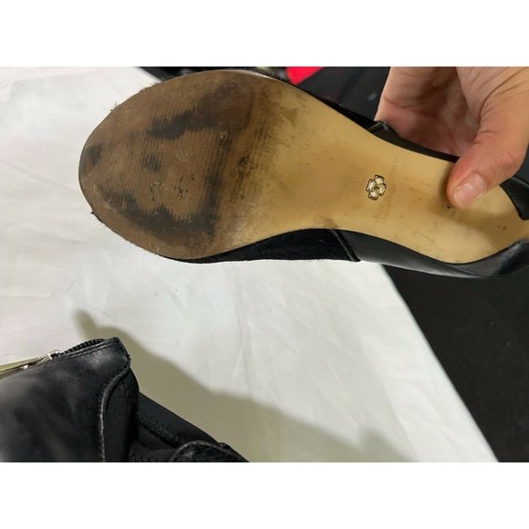 Ann Taylor Women's Black Calf Hair Peep Toe Ankle Booties Zip Size 6.5 - Picture 8 of 12